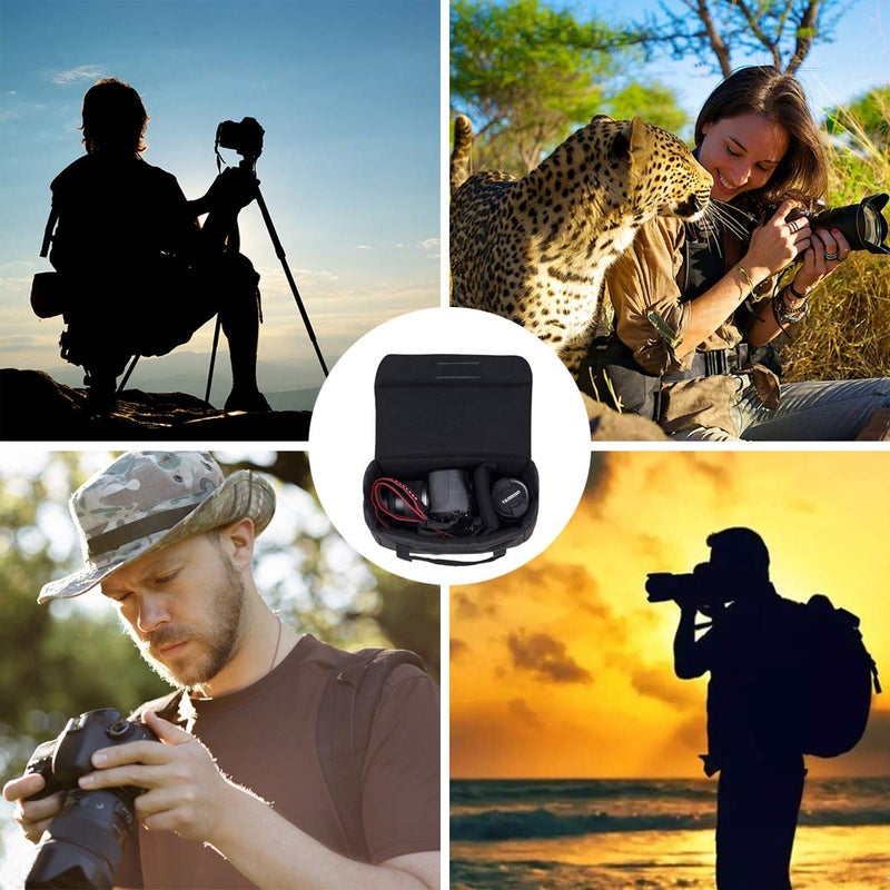 BOMKEE Camera Inserts Lens Padded Insert Liner DSLR SLR Protective Bag Camera Cube Roomy Case Waterproof Foldable pouch for Camera Lens Accessories Sony Canon Nikon Olympus (Black) - Image 4